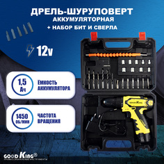 Дрель-шуруповерт GOODKING EK-120128, От аккумулятора, 12 В, 25 Нм, 1 АКБ