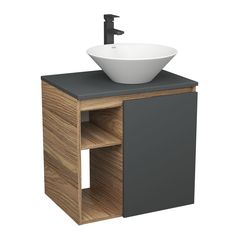 Тумба Bau Dream Blackwood 60 правая,графит,раковина Dream D43,смеситель Hotel Black,SD4256 Bauedge