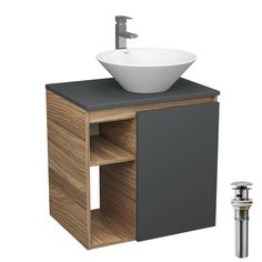 Тумба Bau Dream Blackwood 60,графит,раковина Dream D43,смеситель Hotel Still,выпуск,SD4258 Bauedge