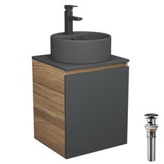 Тумба Bau Dream Blackwood 50 графит,раковина BAU Element D41,смеситель Hotel Black,выпуск Bauedge