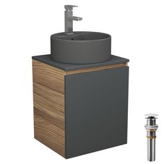 Тумба Bau Dream Blackwood 50 графит,раковина BAU Element D41,смеситель Hotel Still,выпуск Bauedge