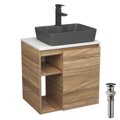 Тумба Bau Dream Blackwood 60 правая,раковина BAU Cerama 48х37,смеситель Hotel Black,выпуск Bauedge