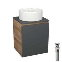 Тумба Bau Dream Blackwood 50 графит,раковина BAU Element D40,белая,выпуск клик клак хром Bauedge