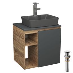 Тумба Bau Dream Blackwood 60 графит,раковина BAU Cerama 48х37,смеситель Hotel Still,выпуск Bauedge