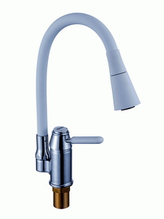 Смеситель для кухни Potato P52233-7 c гибким белым изливом, 2 типа струи, картридж 35 мм