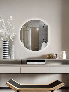 Зеркало для ванной Eclipse 70*60 круглое с правым срезом с нейтральной LED-подсветкой No Brand