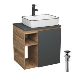 Тумба Bau Dream Blackwood 60,раковина Hotel Black Rand,смеситель Hotel Black,выпуск,SD4251 Bauedge