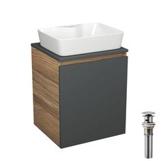 Тумба Bau Dream Blackwood 50 графит,раковина BAU Cerama 48х37 белая,выпуск хром Bauedge