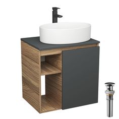 Тумба Bau Dream Blackwood 60 графит,раковина BAU Nimb 50х36,смеситель Hotel Black,выпуск Bauedge
