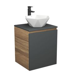 Тумба Bau Dream Blackwood 50 графит,раковина BAU Crystal 40х40,смеситель Hotel Black Bauedge
