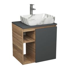 Тумба Bau Dream Blackwood 60,раковина BAU Hotel 51х39,мрамор,смеситель Hotel Still Bauedge