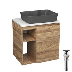 Тумба Bau Dream Blackwood 60 правая,раковина BAU Cerama 48х37 темно-серая,выпуск Bauedge