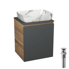 Тумба Bau Dream Blackwood 50 графит,раковина BAU Hotel 51х39,мрамор,выпуск клик клак Bauedge