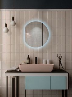 Зеркало для ванной Eclipse 50*40 круглое с левым срезом с холодной LED-подсветкой No Brand