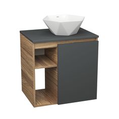 Тумба Bau Dream Blackwood 60 правая,графит,раковина BAU Crystal 40х40 Bauedge