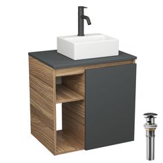 Тумба Bau Dream Blackwood 60,раковина BAU Cerama Mini,смеситель Hotel Dream Black,выпуск Bauedge