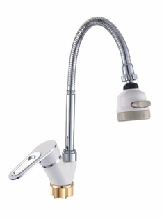 Смеситель для кухни Potato P58274-7 с гибким изливом, картридж 35 мм, белый