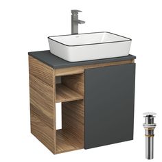 Тумба Bau Dream Blackwood 60,раковина Hotel Black Rand,смеситель Hotel Still,выпуск,SD4250 Bauedge