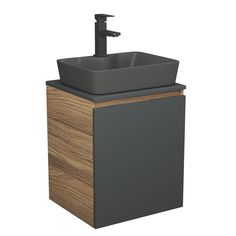 Тумба Bau Dream Blackwood 50 графит,раковина BAU Cerama 48х37,смеситель Hotel Black Bauedge