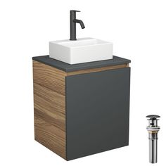 Тумба Bau Dream Blackwood 50,раковина BAU Cerama Mini,смеситель Hotel Dream Black,выпуск Bauedge