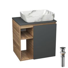 Тумба Bau Dream Blackwood 60 правая,графит,раковина BAU Hotel 51х39,мрамор,выпуск Bauedge