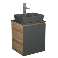 Тумба Bau Dream Blackwood 50 графит,раковина BAU Cerama 48х37,смеситель Hotel Still Bauedge