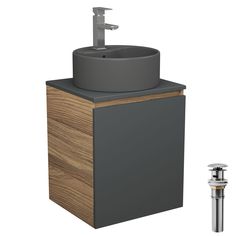 Тумба Bau Dream Blackwood 50 графит,раковина BAU Element D41,смеситель Hotel Still,выпуск Bauedge