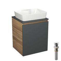 Тумба Bau Dream Blackwood 50 графит,раковина BAU Cerama 48х37 белая,выпуск белый Bauedge