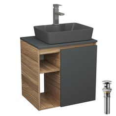 Тумба Bau Dream Blackwood 60 графит,раковина BAU Cerama 48х37,смеситель Hotel Still,выпуск Bauedge