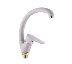 Смеситель для кухни Potato P59222-17 высокий излив, картридж 35 мм, дымчато-белый