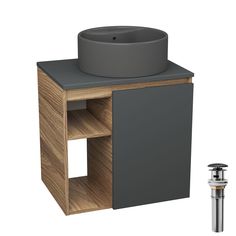 Тумба Bau Dream Blackwood 60 правая,графит,раковина BAU Element D41,темно-серая,выпуск Bauedge