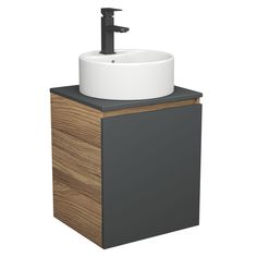 Тумба Bau Dream Blackwood 50 графит,раковина BAU Element D40,белая,смеситель Hotel Black Bauedge