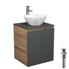 Тумба Bau Dream Blackwood 50 графит,раковина BAU Crystal 40х40,смеситель HotelStill,выпуск Bauedge