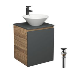 Тумба Bau Dream Blackwood 50 графит,раковина BAU Dream D43,смеситель Hotel Black,выпуск Bauedge