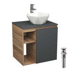 Тумба Bau Dream Blackwood 60 графит,раковина BAU Crystal,смеситель Hotel Still,выпуск Bauedge