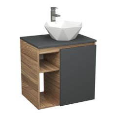 Тумба Bau Dream Blackwood 60 графит,раковина BAU Crystal 40х40,смеситель Hotel Still Bauedge