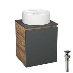 Тумба Bau Dream Blackwood 50 графит,раковина BAU Element D40,выпуск клик клак черный Bauedge