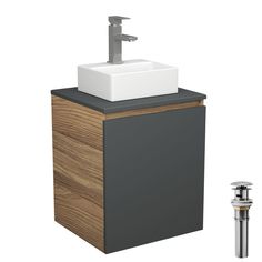 Тумба Bau Dream Blackwood 50,раковина BAU Cerama Mini 33х28,смеситель Hotel Still,выпуск Bauedge