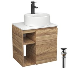 Тумба Bau Dream Blackwood 60,раковина BAU Element D40,белая,смеситель Hotel Black,выпуск Bauedge