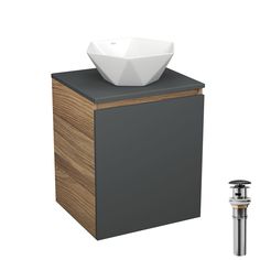 Тумба Bau Dream Blackwood 50 графит,раковина BAU Crystal 40х40,выпуск клик клак Bauedge