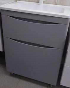 Тумба Style Line Бергамо мини 70 2 ящ, Умывальник Каре Люкс МИНИ 700х350 Люкс серый