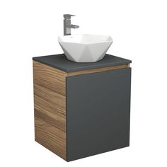 Тумба Bau Dream Blackwood 50 графит,раковина BAU Crystal 40х40,смеситель Hotel Still Bauedge