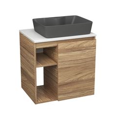 Тумба Bau Dream Blackwood 60 правая,раковина BAU Cerama 48х37 темно-серая матовая Bauedge