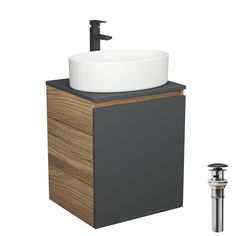 Тумба Bau Dream Blackwood 50 графит,раковина BAU Nimb 50х36,смеситель Hotel Black,выпуск Bauedge