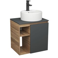Тумба Bau Dream Blackwood 60 правая,графит,раковина BAU Element D40,смеситель Hotel Black Bauedge