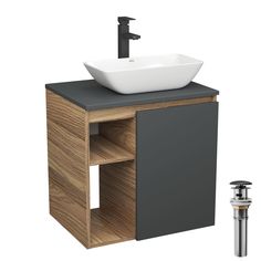 Тумба Bau Dream Blackwood 60,раковина BAU Spectrum mini 47х24 смеситель Hotel Black,выпуск Bauedge
