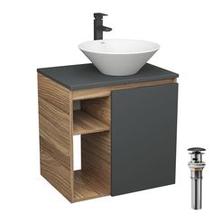 Тумба Bau Dream Blackwood 60,графит,раковина Dream D43,смеситель Hotel Black,выпуск,SD4260 Bauedge