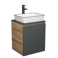 Тумба Bau Dream Blackwood 50,раковина BAU Hotel Black Rand 48х37,смеситель Hotel Black Bauedge