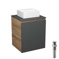 Тумба Bau Dream Blackwood 50 графит,раковина BAU Cerama Mini 33х28 белая,выпуск Bauedge
