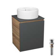 Тумба Bau Dream Blackwood 50 графит,раковина BAU Element D40,выпуск клик клак белый Bauedge